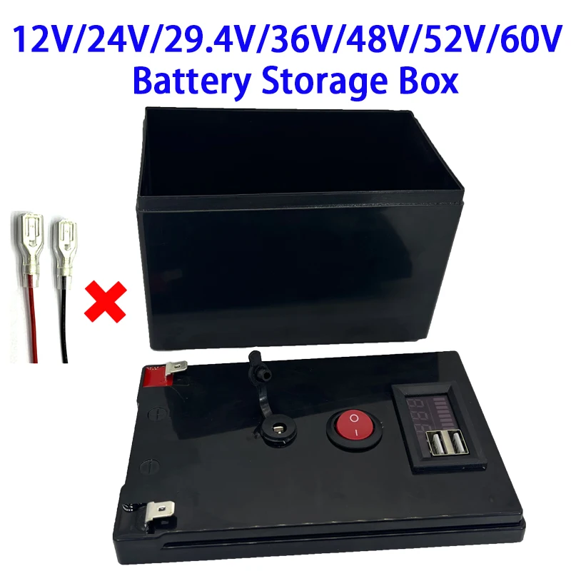 

48V Battery Storage Box 18650 Power Switch With 5V QC3.0 USB Power Display For E-Bike Scooter Motorcycle Replace Lead Acid Use