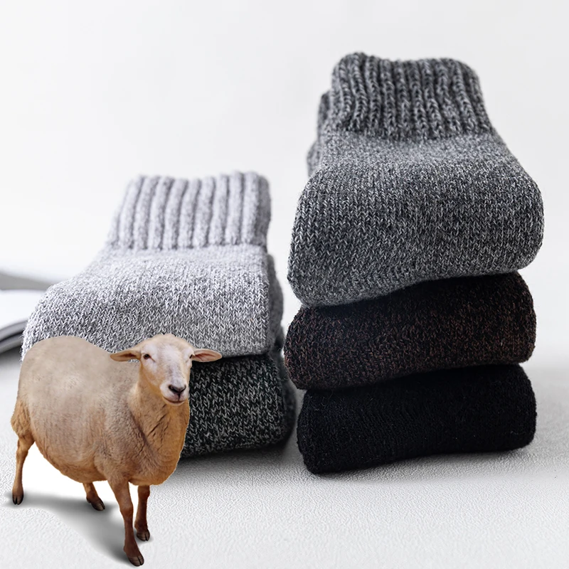 5Pairs/Lot Winter Thicken Wool Socks Men's High Quality Towel Keep Warm Couple Sock Cotton Floor Socks for Male Thermal 38-45