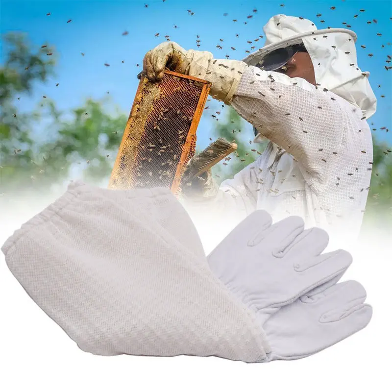 

Трехслойные сетчатые вентиляционные перчатки, ультрасетчатые перчатки для пчеловодства, защитят ваши руки, Полностью вентилируемые перчатки из козьей кожи для пчеловодства
