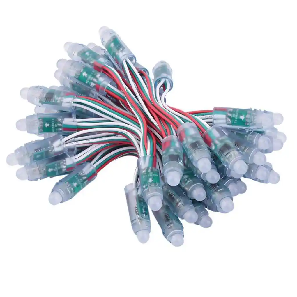 

5 в постоянного тока 50 шт. WS2811 RGB полноцветные 12 мм пикселей Цифровая фотолампа, адресная фотолампа, лампы для декора