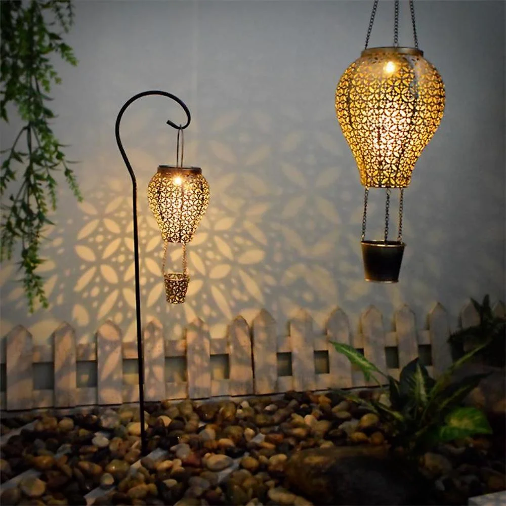 

Outdoor Solar Lawn Light Garden Decor Lamp LED Waterproof Hot Air Balloon Lanterns Exterior Solar Panel Landscape Buried Lamps