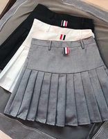 half length skirt female autumn and winter 2022 new retro high waist a line short skirt was thin gray tb pleated skirt
