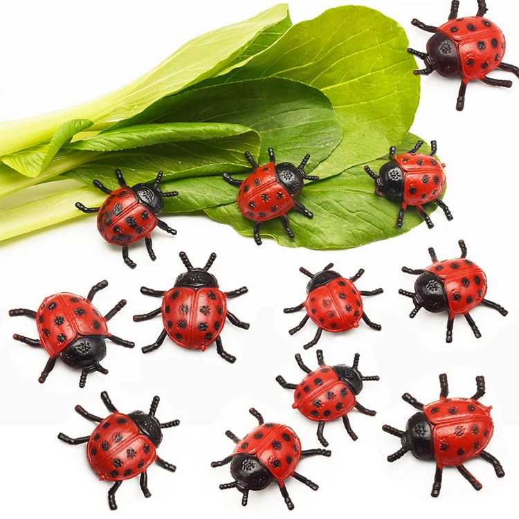 

10/20PCS Novelty Simulation Ladybug Animal Insect Model Toy Halloween Prank Realistic Fake Beetle Ladybug Funny Joke Toy