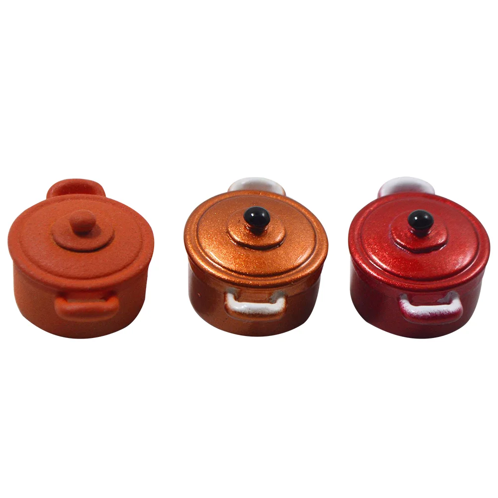 

3 шт., миниатюрные металлические кастрюли для игрушек