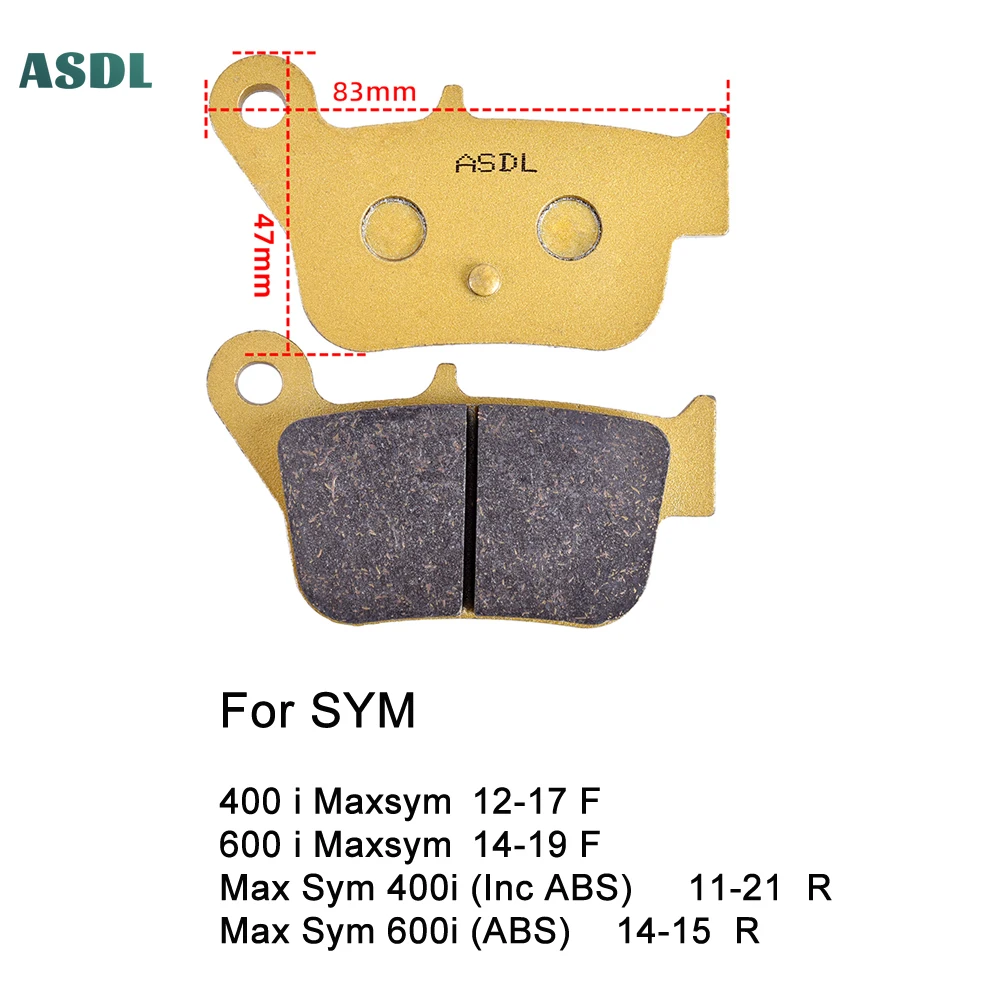 

Мотоциклетные тормозные колодки для SYM 400 i Maxsym 2012-2017 600 i 2014-2019 Max Sym 400i (Inc ABS) 2011-2021 Max Sym 600i ABS 14-15