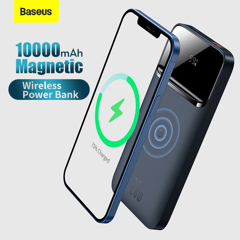 

Baseus 20W 10000mAh Magnetic Wireless Quick Charging Power Bank Digital Display For iPhone 11 12 13 pro Huawei Xiaomi Samsung