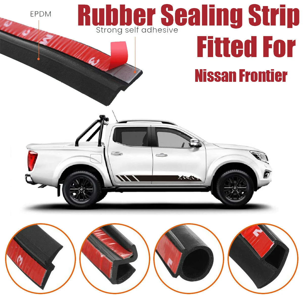 Door Seal Strip Kit Self Adhesive Window Engine Cover Soundproof Rubber Weather Draft Noise Reduction For Nissan Frontier