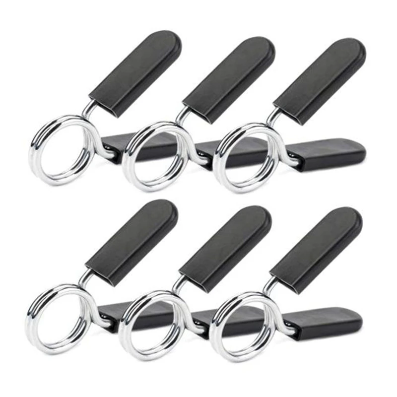 

6 Pcs Barbell Spring Clip 30Mm Exercise Collars Barbell Clip Clamps For Bar Dumbbells Gym Fitness Training