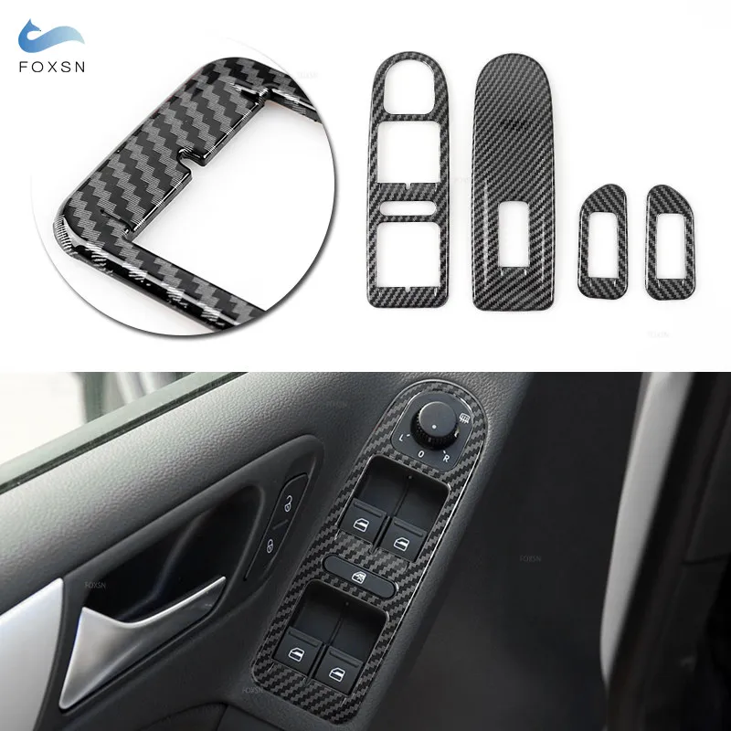 

For VW Golf 6 MK6 2010 2011 2012 2013 Interior Window Lifter Switch Control Panel Cover Carbon Texture Inner Accessories Trim