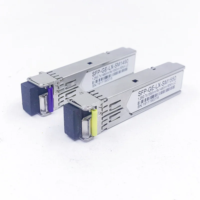 2PCS 1 pair DFP2-5524-6CY1D Tx1550nm Rx1490nm DFB laser 1G single mode Bidi SFP 60km LC 1.25G