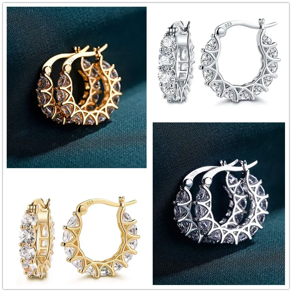 

Girls Party Daily Round Earrings Ear studs Stylish Earrings Cubic Zirconia Hoop Earrings