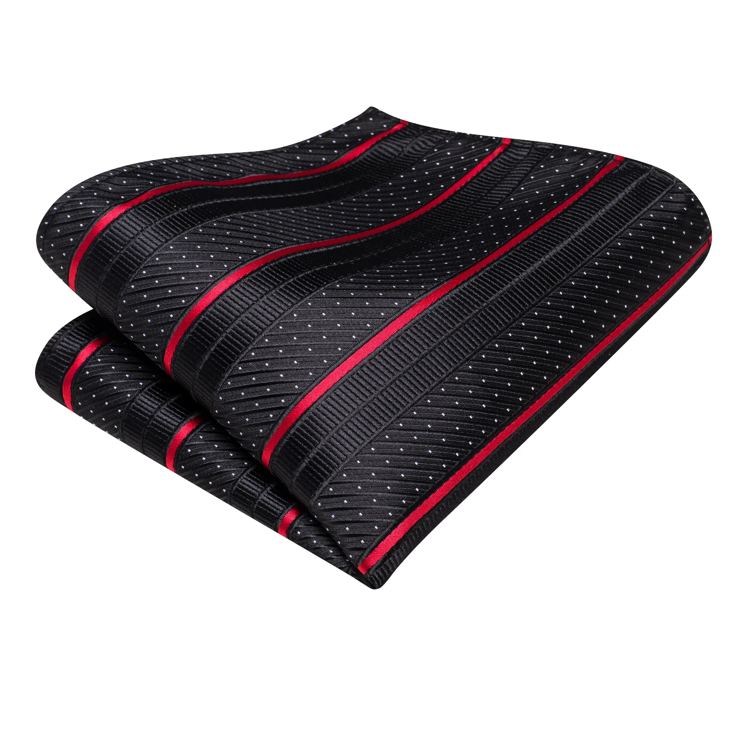 Black Red Striped Silk Wedding Tie For Men Handky Cufflink Gift Men Necktie Fashion Business Party Dropshiping Hi-Tie Designer images - 6