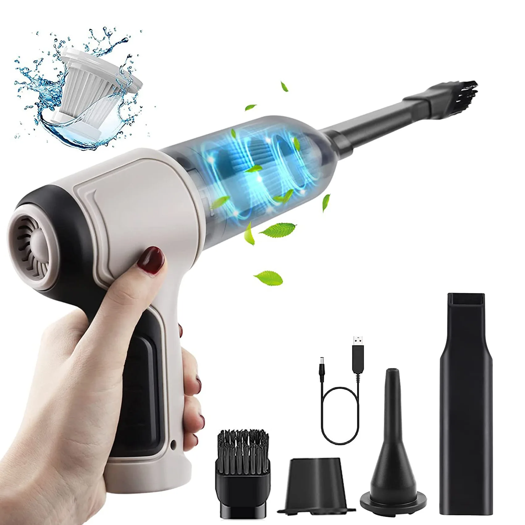 

4In1 120W Cordless Air Blower Handheld Portable Air Duster Mini 9000Pa Wireless Car Vacuum Cleaner Cyclonic Suction Home