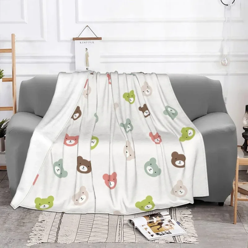 

Cute Cartoon Bear Animal Flannel Spring/Autumn Multifunction Lightweight Thin Throw Blankets For Home Couch Bedspreads