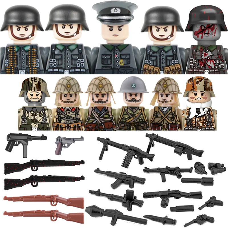 

Military Army Soldier Figures Building Blocks WW2 German Medical Corps Zombie Japanese Infantry Weapons Mini Bricks kids Toys