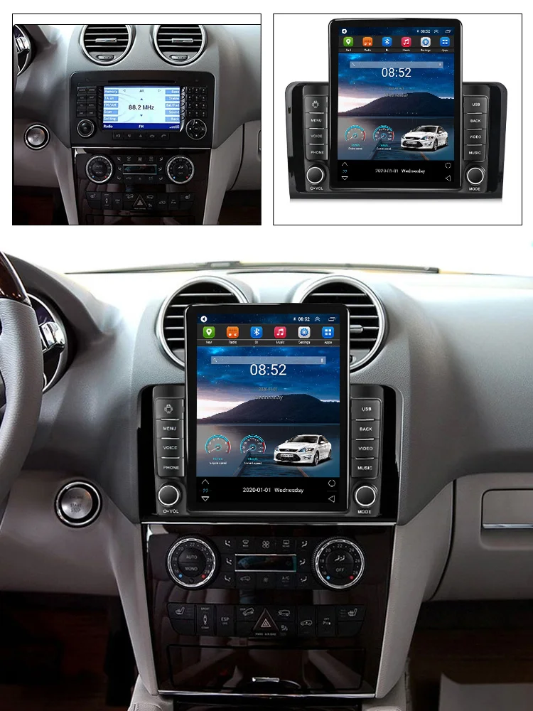 Android 11 Carplay DSP для Tesla Вертикальная Автомагнитола Видео Стерео Mercedes Benz W164 ML GL 2005 - 2012