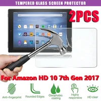 2pcs tempered glass for amazon fire hd 10 7th gen 2017 screen protective film 9h 0 3mm full cover tablet screen protector film