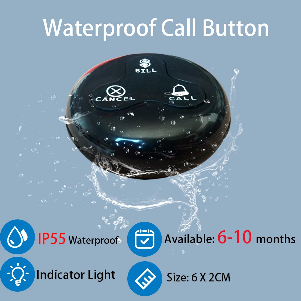 Беспроводная система вызова официанта пейджер для ресторана 1 вибрирующие часы 5