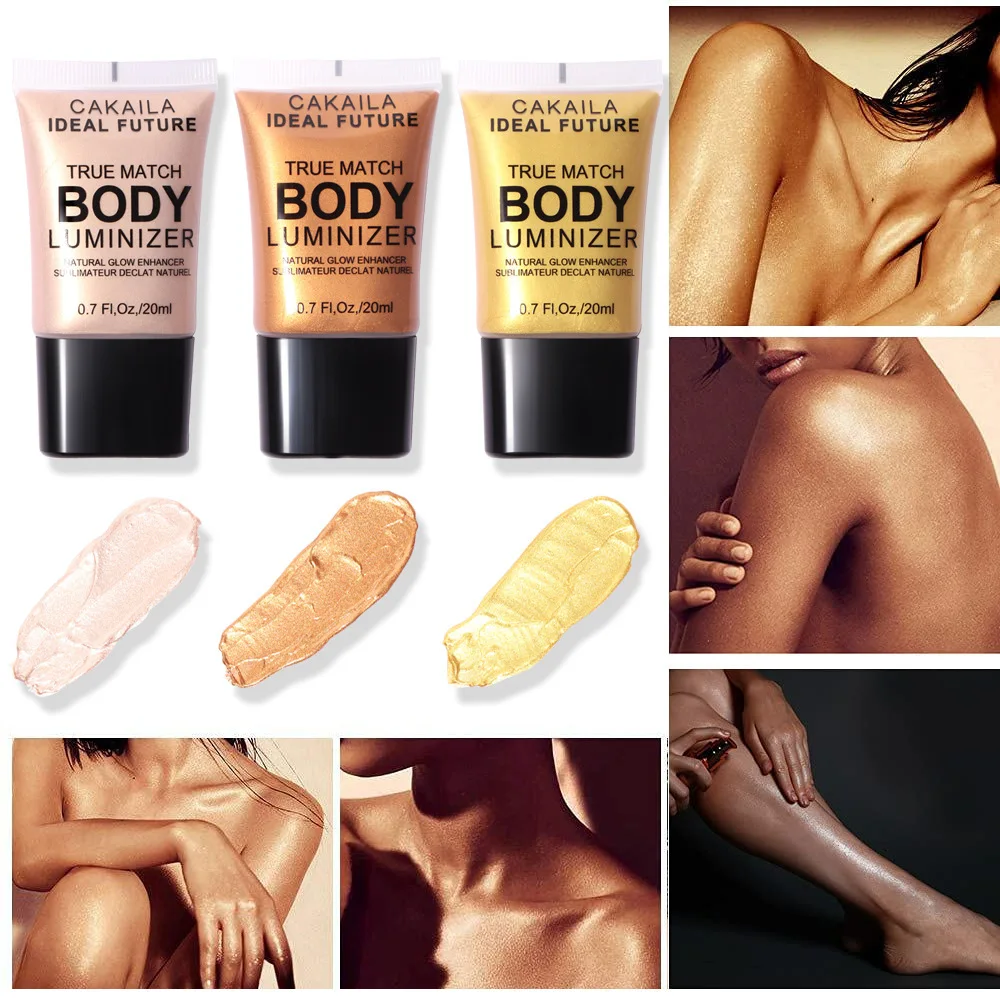 

3PCS Face Liquid High Gloss Gel Wheat Complexion Shimmer Body Leg Clavicle Diamond Facial Highlighter Makeup Brighten Waterproof