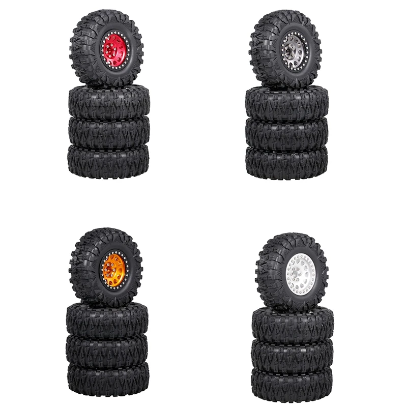 

FBIL-4PCS Metal 2.2 Beadlock Wheel Rim Tires Set For 1/10 RC Crawler Car Traxxas TRX4 TRX6 Axial SCX10 Wraith RR10 Parts