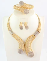 african beads jewelry set dubai gold color crystal women wedding party necklace bangle earring ring fine jewelry sets