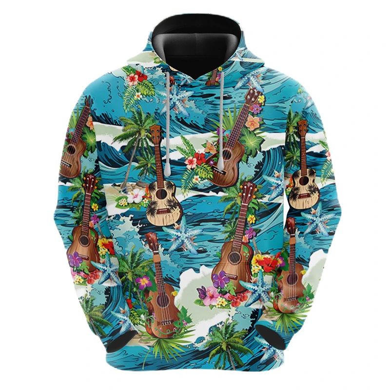 Мужские толстовки с графическим рисунком для любителей гавайской гитары пуловер