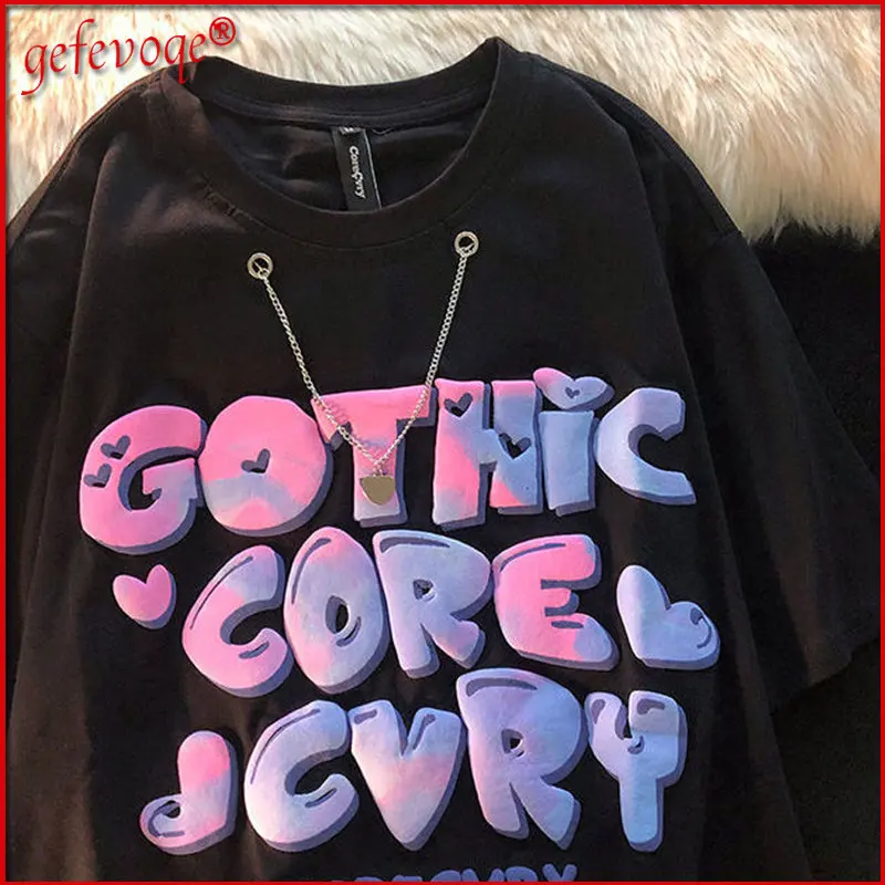 

Women's Letter Print Short Sleeve Hip Hop Harajuku Oversized T-shirt 2022 Summer New Fashion Streetwear Tops Student Clothes 3XL