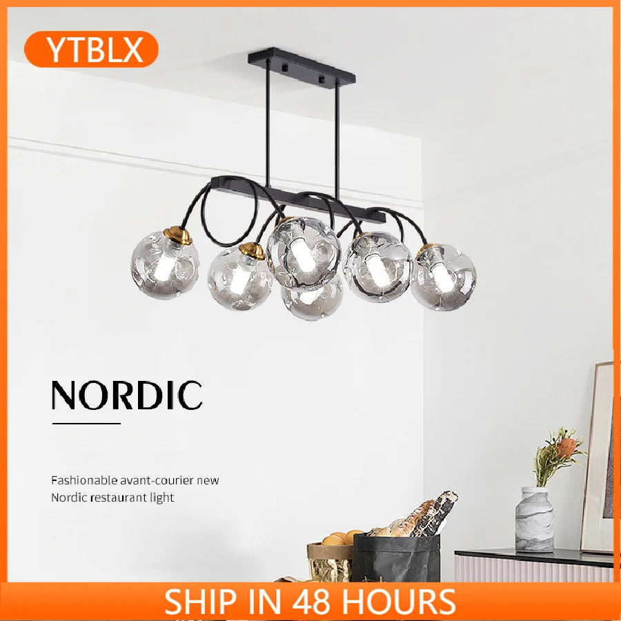 

Nordic Magic Bean Long Strip Restaurant Chandeliers Modern Minimalist Dining Room Table Lamp Bar Lamp Creative Personality Lamps