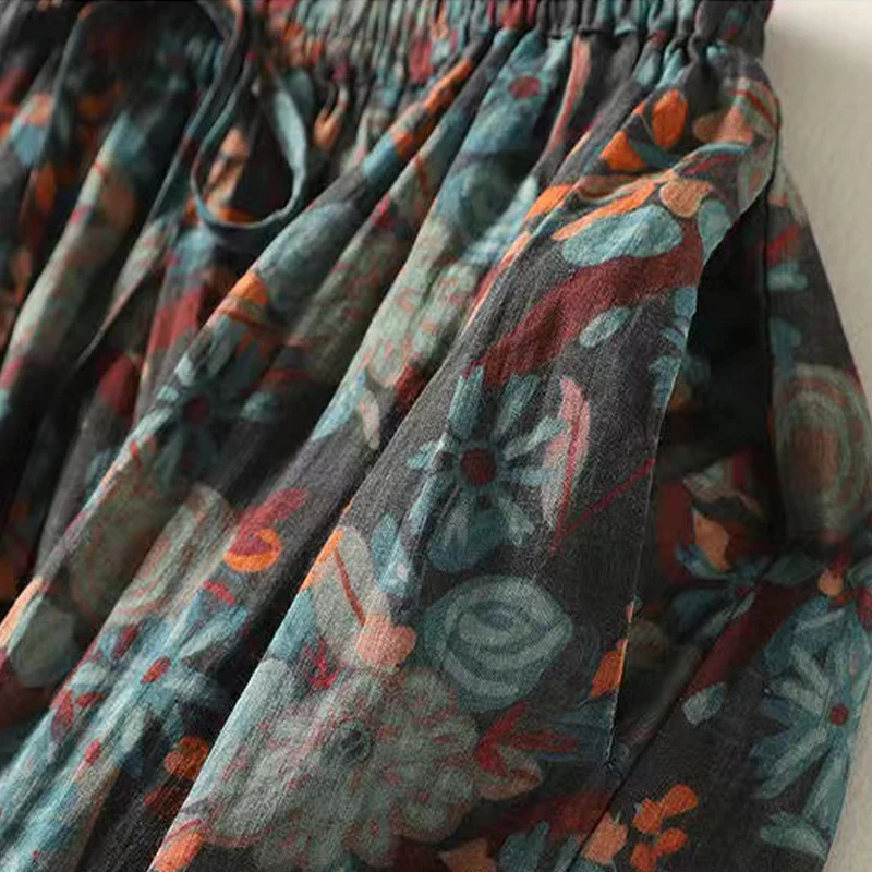 Женская юбка-миди с цветочным принтом