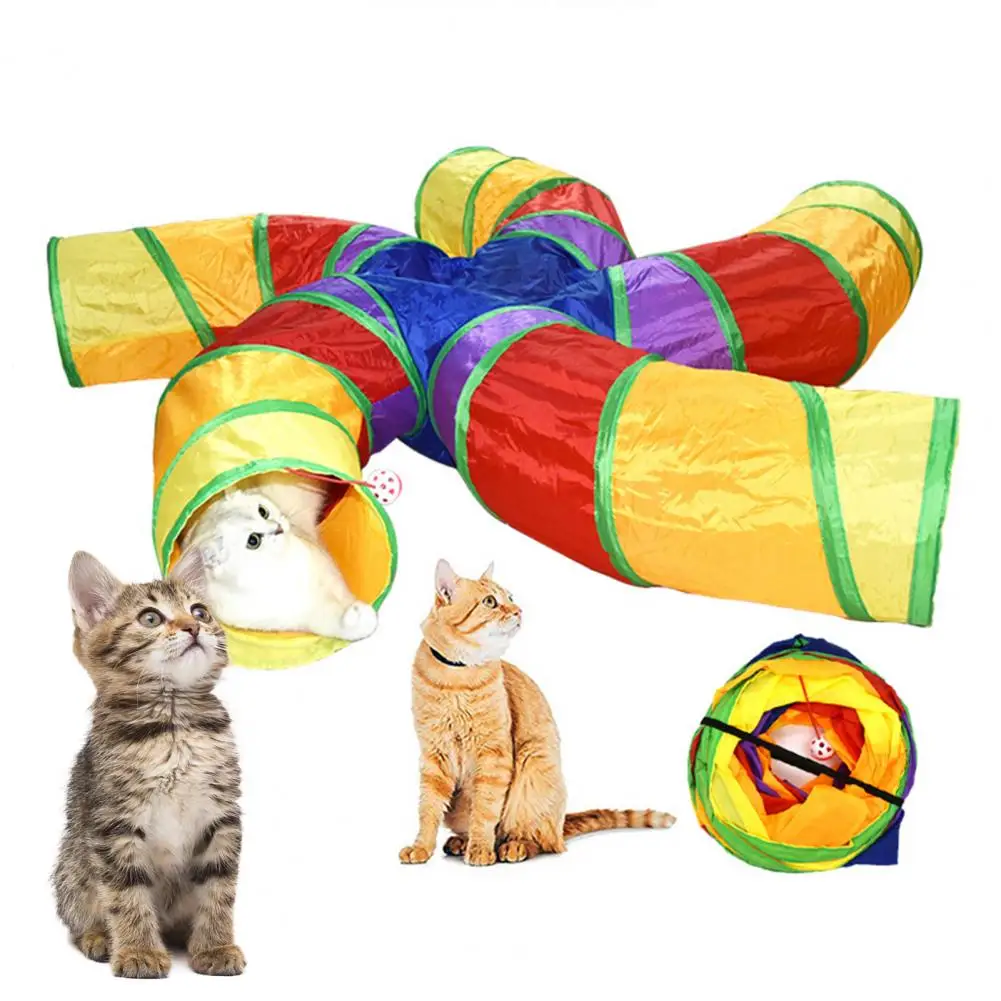 

Pet Cat Tunnel Toy Foldable S-Shaped 5Way with Bell Ball Exercising Hiding Training Interactive Play Tunnel Tube Pet Accessories
