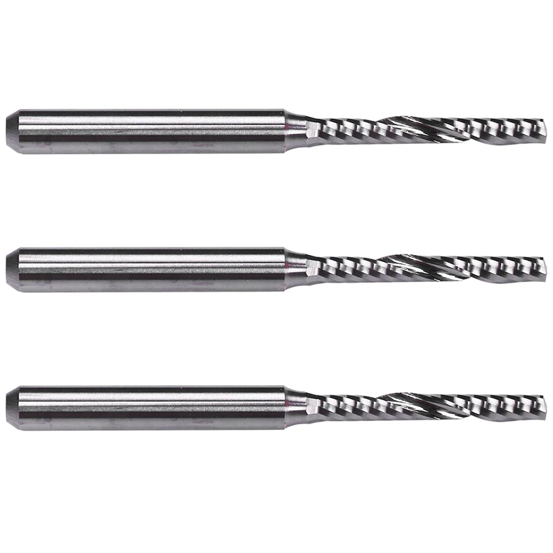 

3X 2Mm X 15Mm Carbide Single Flute Spiral End Mill CNC Router Bit