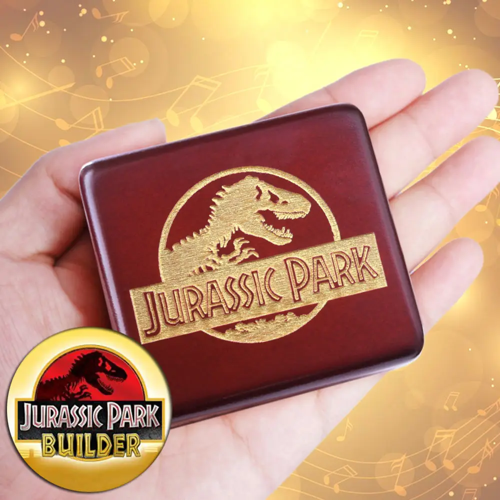 

Rosiking Wine red wooden clockwork music box (Jurassic Park) for friends and children's birthday gift