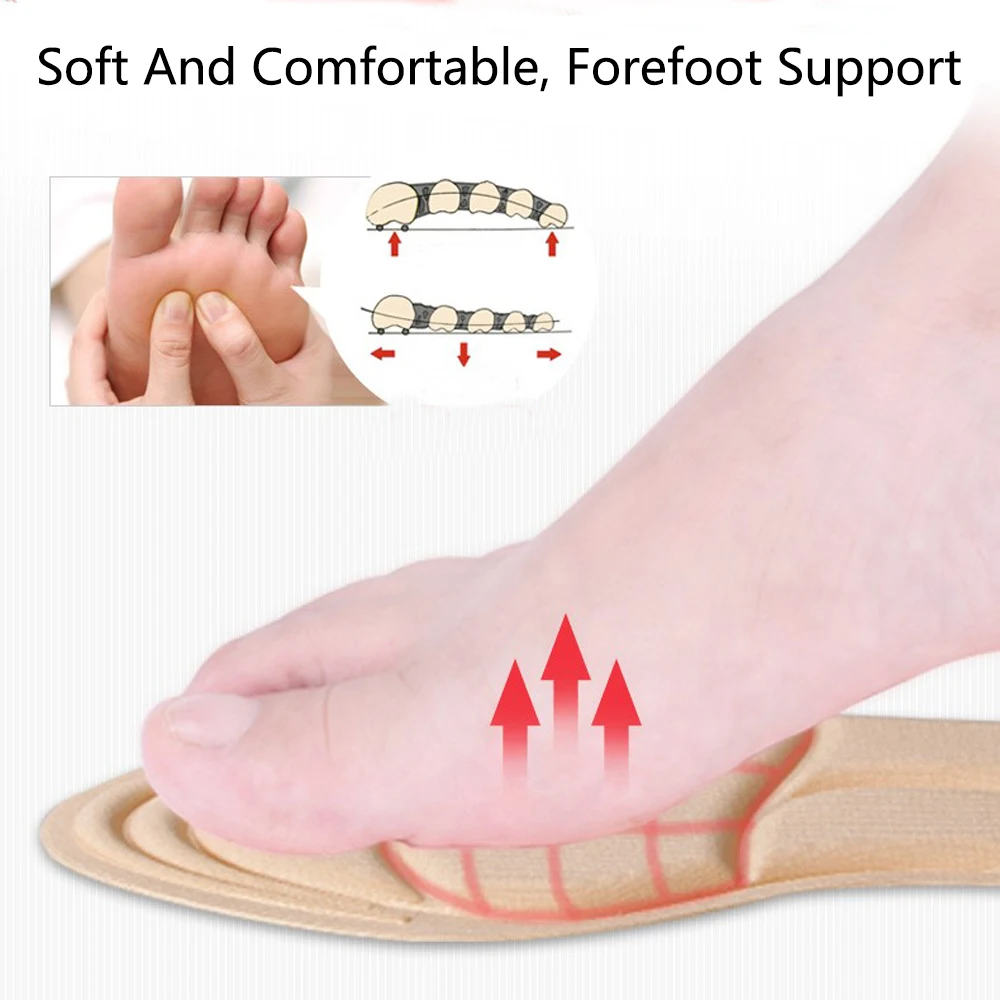 Memory Foam Insoles for Women High Heels Shoes Inserts Foot Arch Support Insole Sweat Absorption Breathable Massage Shoe Cushion