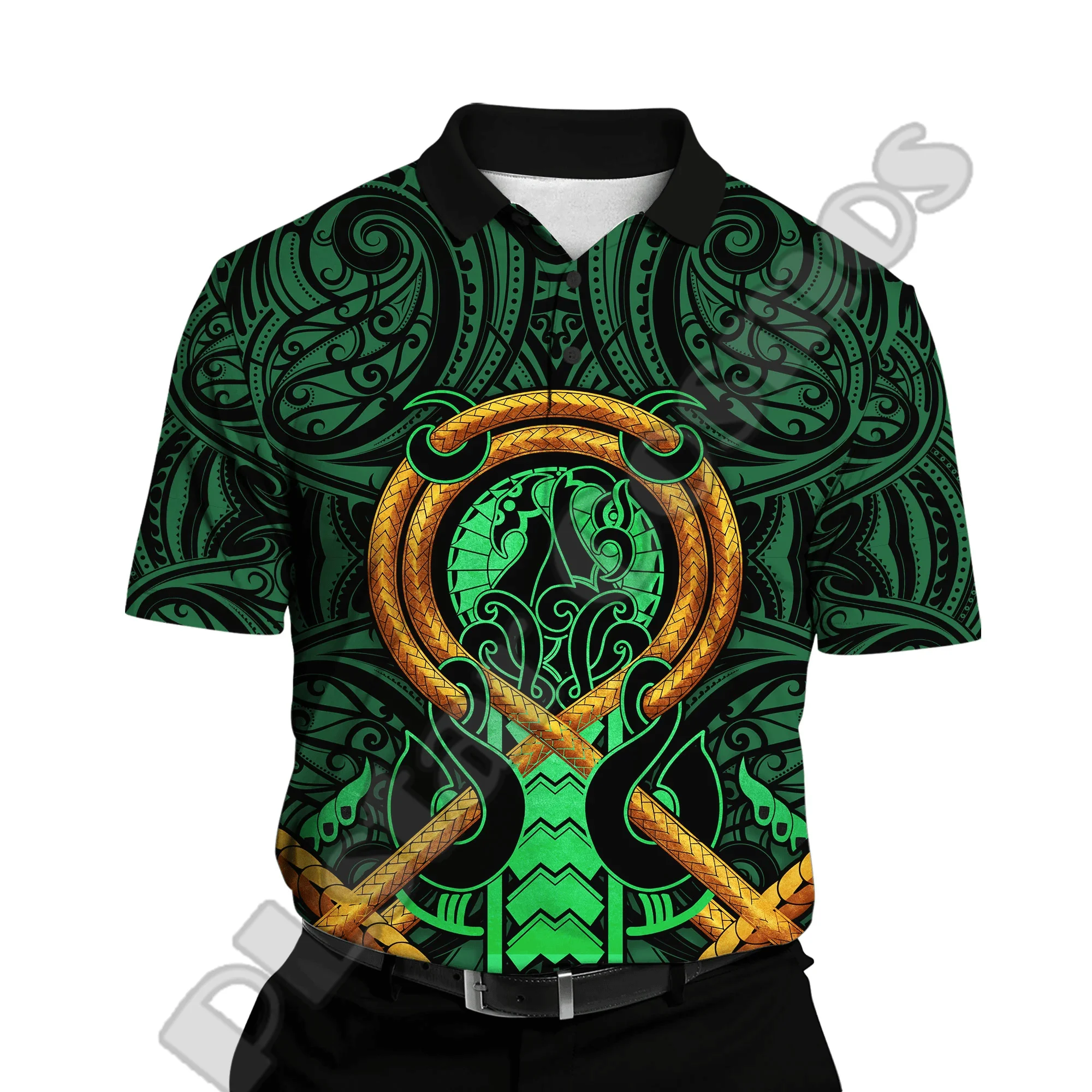 

Custom Name New Zealand Maori Aotearoa Tattoo Retro 3DPrint Harajuku Streetwear Casual Collar Polo Shirts Summer Short Sleeves C