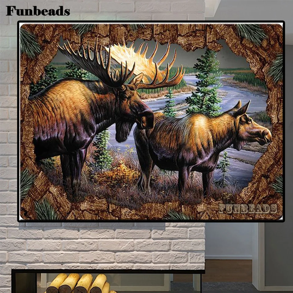 Набор для алмазной живописи квадратная/круглая 5d картина с изображением лосях