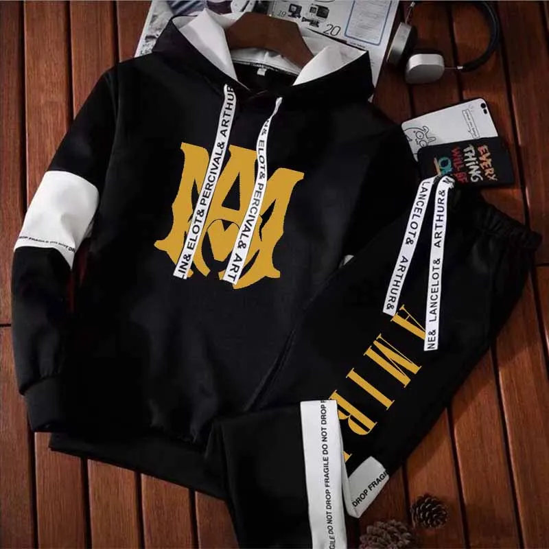 

2023 New Men's Luxury Brand Hoodies+Sweatpants Tracksuit Casual Sweatshirt Set Outdoor Sports Suit Outfits Jogging Male Pullover