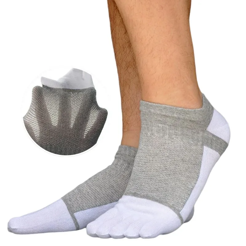 6 Pairs/lot Summer Thin Men's Cotton Toe Socks Five Finger Socks No Show Crew Athletic Socks for Running