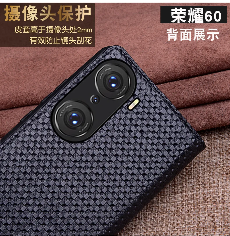 Luxury Genuine Leather Magnet Clasp Phone Case For Huawei Honor 60 Honor60 Se Pro Kickstand Holster Cover Protective Full Funda
