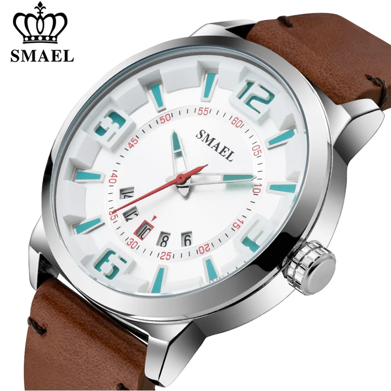

SMAEL Brand Men's Watches Men Fashion Sport Waterproof Quartz Watch Man Leather Military Clock Wrist watches Relogio Masculino
