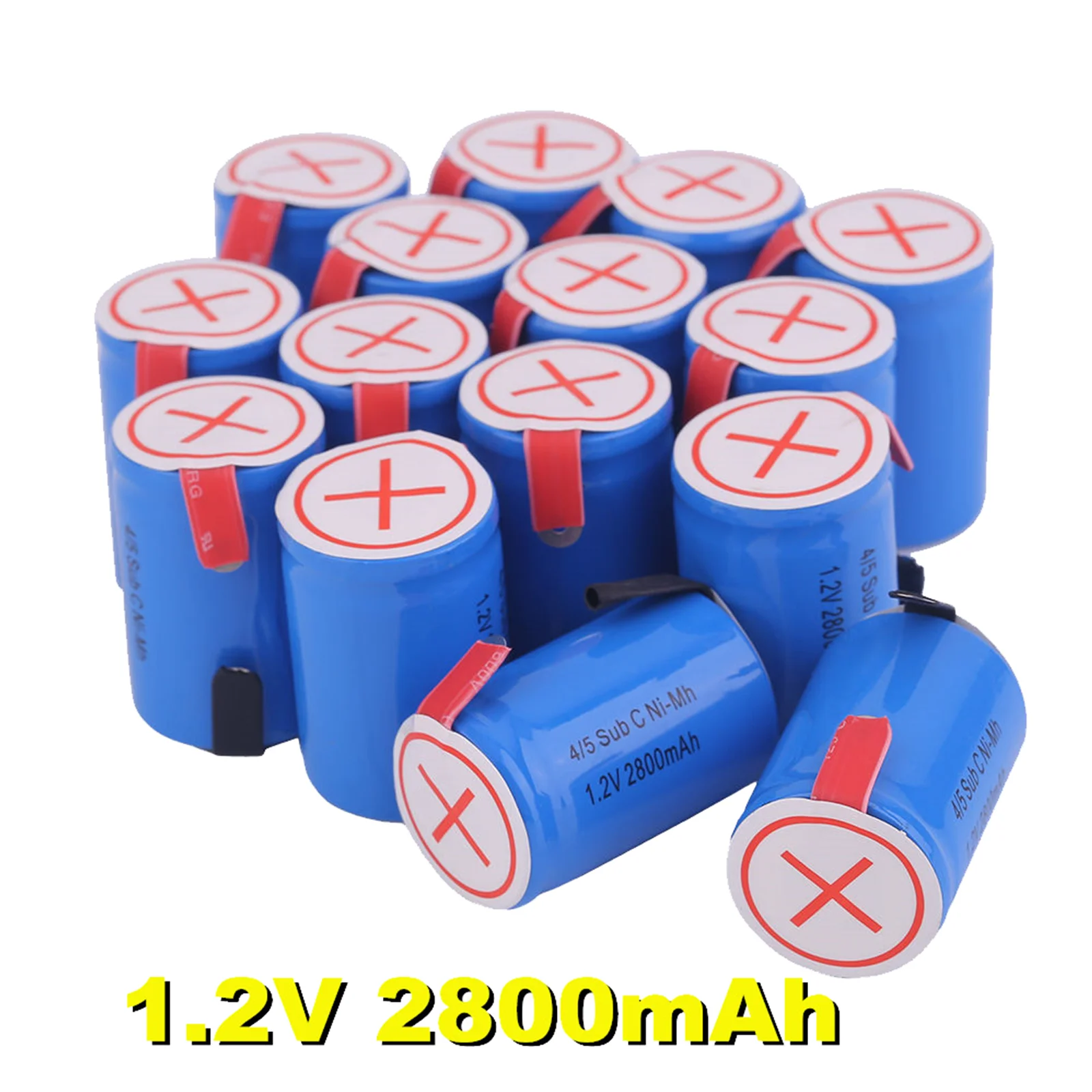 New 4/5SC Sub C Li-ion Li-Po Lithium Battery High-discharge 1.2V 2800mAh Rechargeable Ni-MH Batteries with Welding Tabs