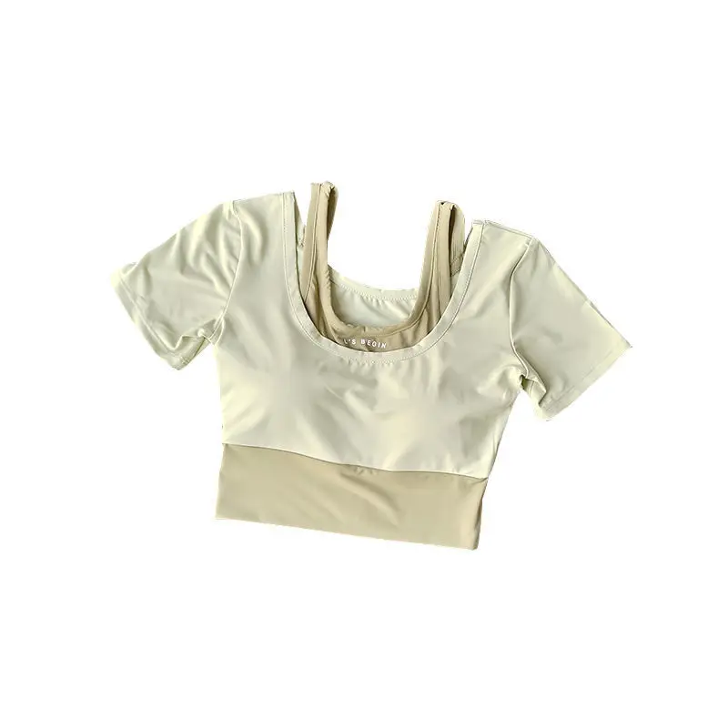 Новинка спортивные рубашки для йоги женская одежда бега фитнеса пикантный топ с