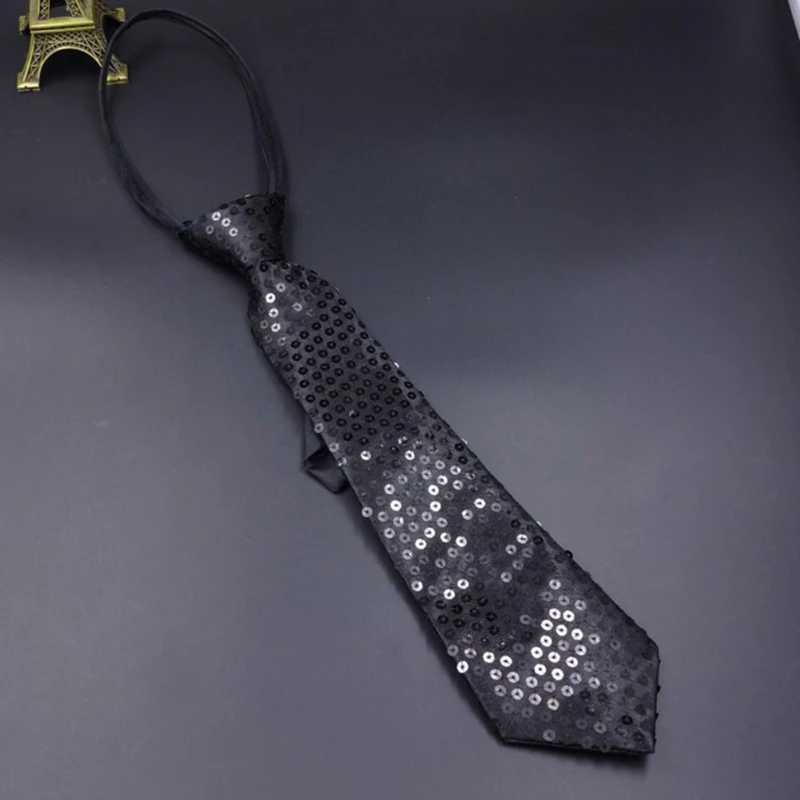

40GC Adult Sequins Bowtie Necktie and Clip-on Elastic Y-Shape Back Brace Suspenders