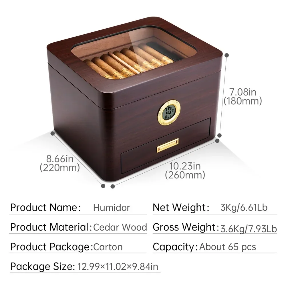 Хьюмидор для сигар из кедрового дерева с электронным гигрометром увлажнитель