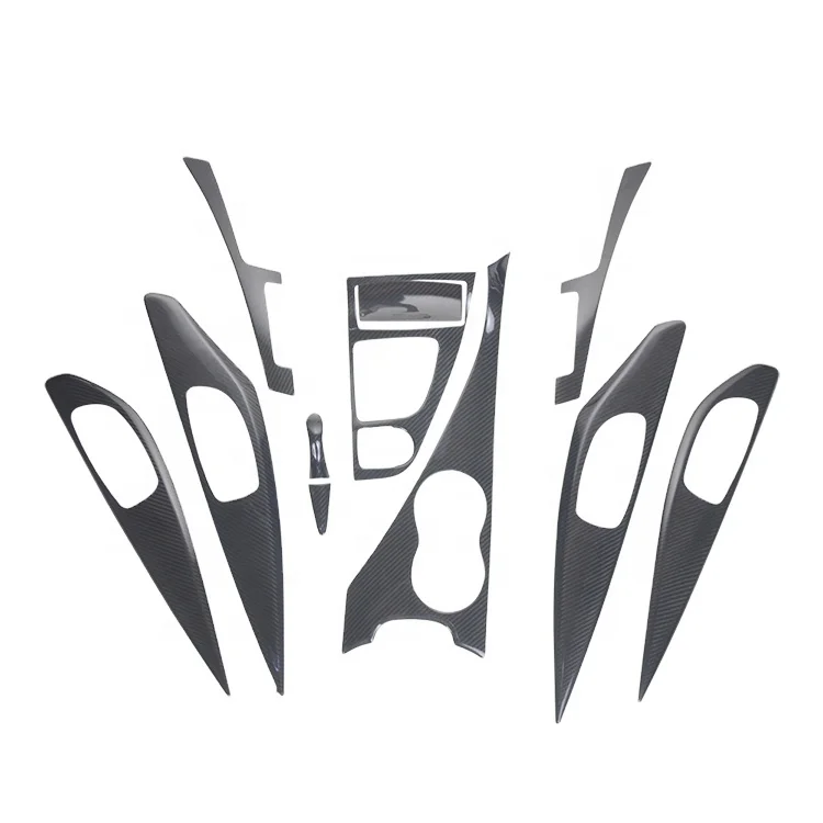 

11pcs Interior Trims full set Glossy Black Color Dry Carbon Add on style For Infiniti Q50 2015-2017