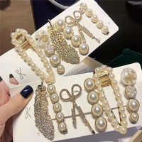 handmade pearls hair clips pin for women fashion geometric flower barrettes headwear girls sweet hairpins hair accessories