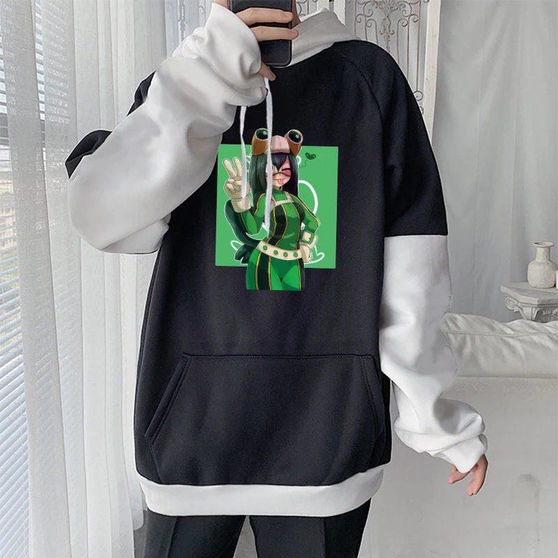 

Harajuku Anime My Hero Academia Unisex Hoodies Kawaii Shy Froppy Girl Green Cartoon Graphic Tsuyu Asui Long Sleeve Sweatshirts