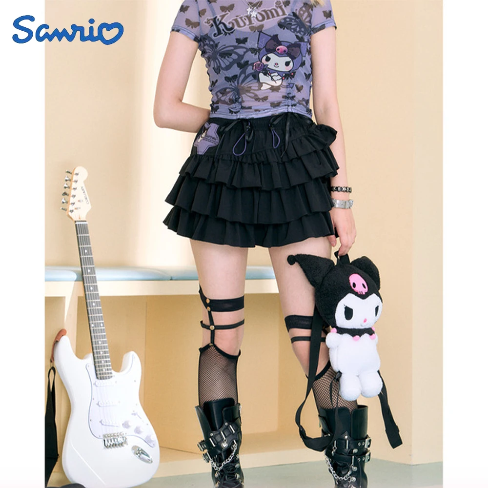 

New Summer High Waisted A-Line Skirt Miniskirt Cartoon Sanrio Cinnamoroll Kuromi My Melody Campus Sexy Girl Short Skirt Clothing