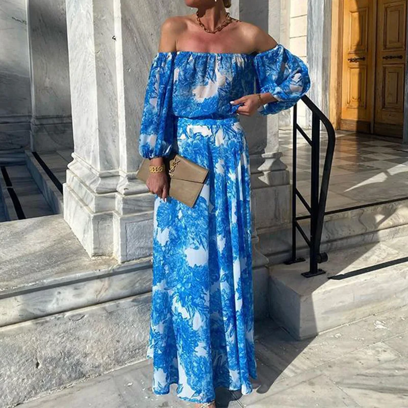 Женское летнее платье с принтом открытыми плечами и рукавами