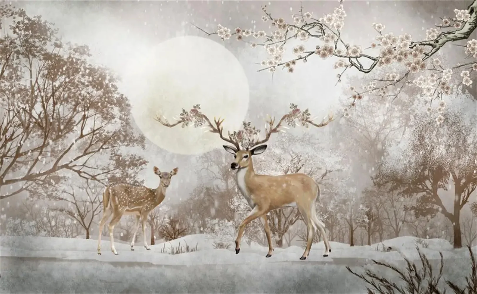 Настенные обои beibehang с изображением леса, оленя, пейзажа, 3D стерео обои для гостиной, спальни, Декор для дома, 3D обои