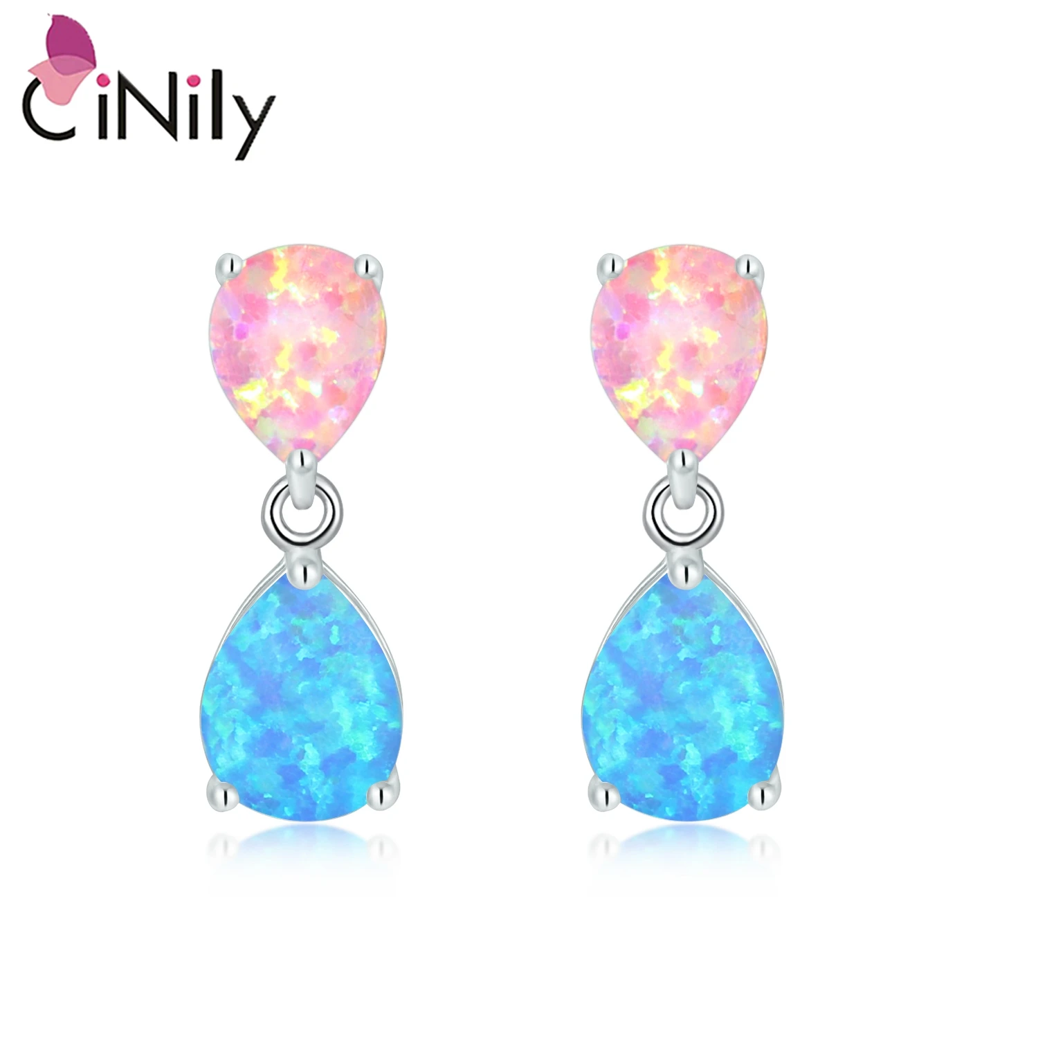 

CiNily Drop Earrings Opal Silver Plated Earrings Drop Pedras Wholesale Fashion for Women Jewelry Dangle Earrings 1'' OH2747